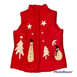 Vintage Christmas Puffer Vest